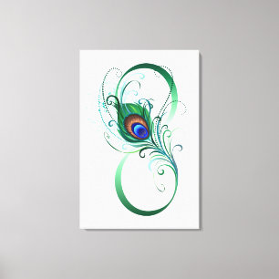 Unendlichkeitssymbol mit Peacock Feather Leinwanddruck