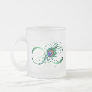 Unendlichkeitssymbol mit Peacock Feather Mattglastasse
