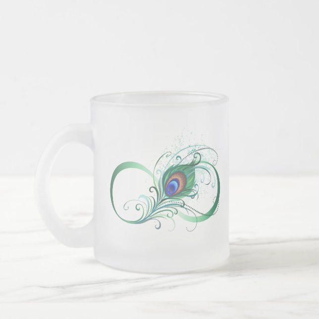 Unendlichkeitssymbol mit Peacock Feather Mattglastasse (Links)