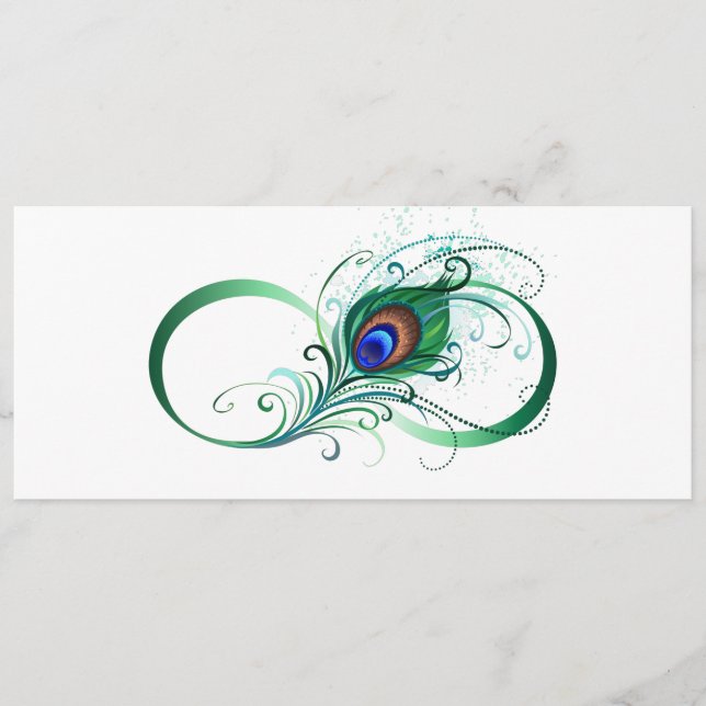 Unendlichkeitssymbol mit Peacock Feather Menükarte (Vorderseite)