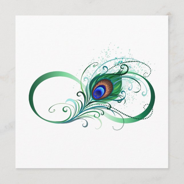 Unendlichkeitssymbol mit Peacock Feather Menükarte (Vorderseite)