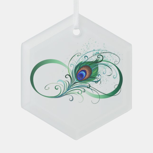 Unendlichkeitssymbol mit Peacock Feather Ornament Aus Glas (Vorderseite)