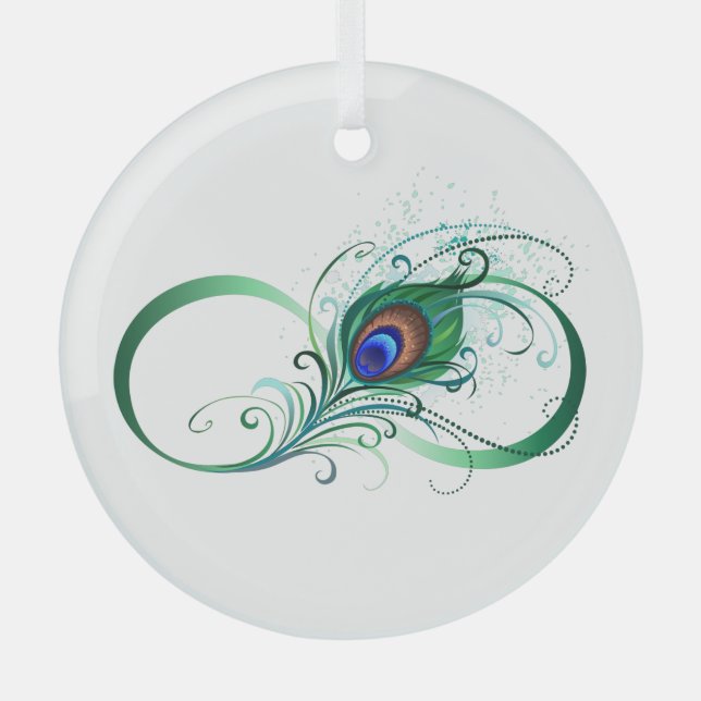 Unendlichkeitssymbol mit Peacock Feather Ornament Aus Glas (Vorderseite)