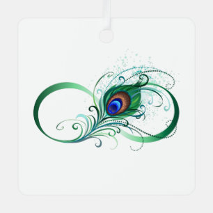 Unendlichkeitssymbol mit Peacock Feather Ornament Aus Metall
