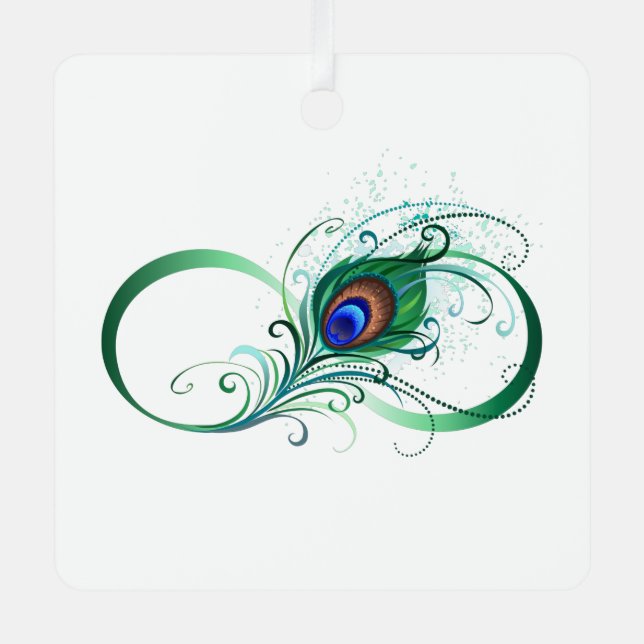 Unendlichkeitssymbol mit Peacock Feather Ornament Aus Metall (Vorderseite)