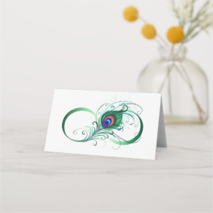 Unendlichkeitssymbol mit Peacock Feather Platzkarte