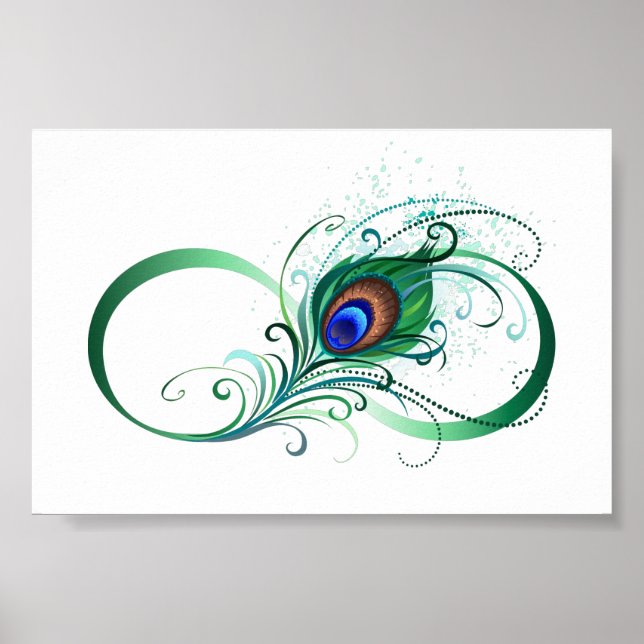 Unendlichkeitssymbol mit Peacock Feather Poster (Vorne)
