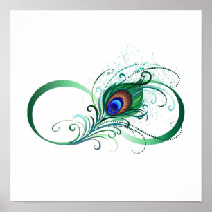Unendlichkeitssymbol mit Peacock Feather Poster