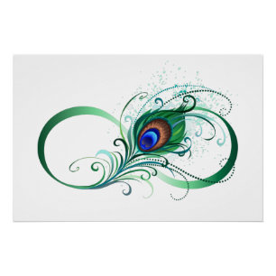 Unendlichkeitssymbol mit Peacock Feather Poster