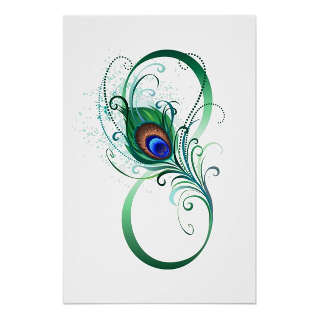 Unendlichkeitssymbol mit Peacock Feather Poster (Vorderseite)