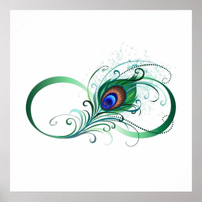 Unendlichkeitssymbol mit Peacock Feather Poster (Vorne)