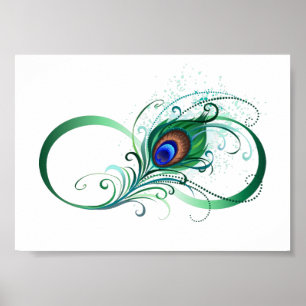 Unendlichkeitssymbol mit Peacock Feather Poster