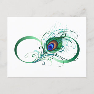 Unendlichkeitssymbol mit Peacock Feather Postkarte