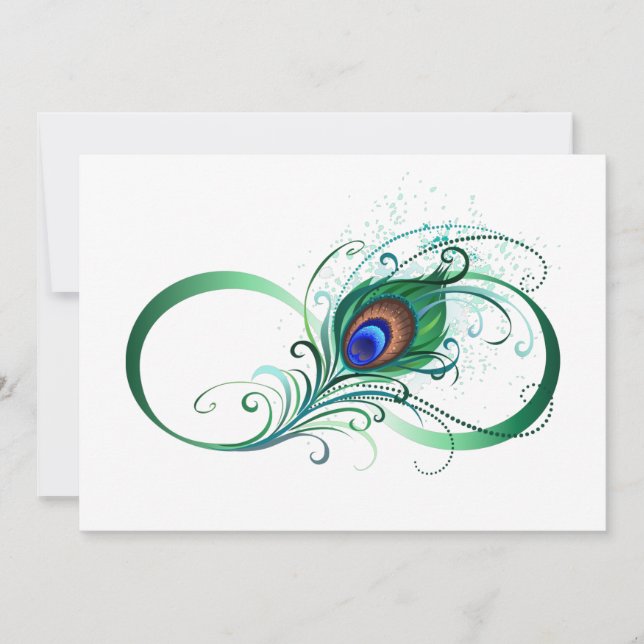 Unendlichkeitssymbol mit Peacock Feather Save The Date (Vorderseite)