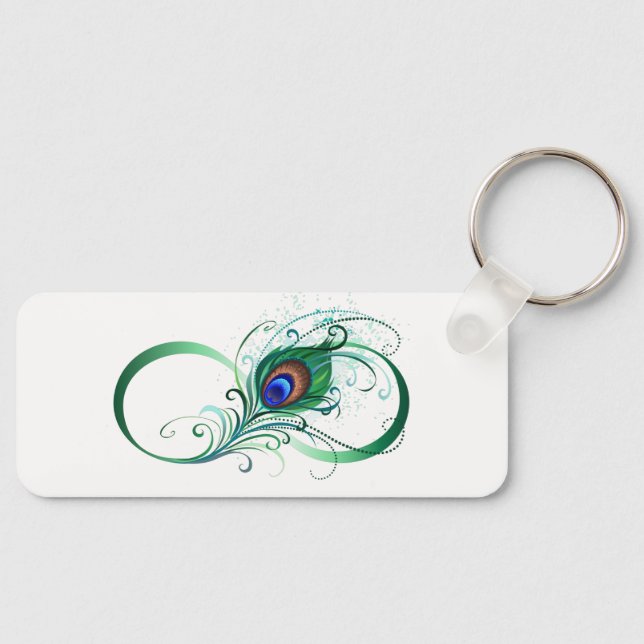 Unendlichkeitssymbol mit Peacock Feather Schlüsselanhänger (Vorderseite)