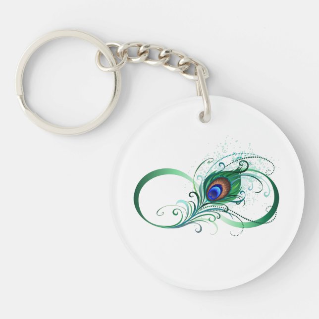 Unendlichkeitssymbol mit Peacock Feather Schlüsselanhänger (Vorderseite)