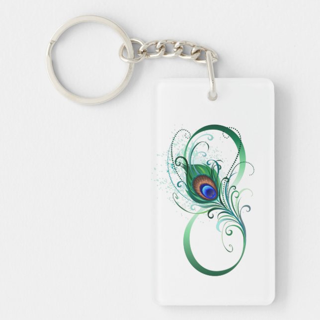 Unendlichkeitssymbol mit Peacock Feather Schlüsselanhänger (Vorderseite)