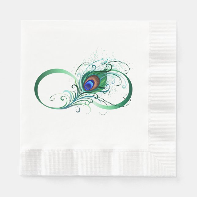 Unendlichkeitssymbol mit Peacock Feather Serviette (Vorderseite)