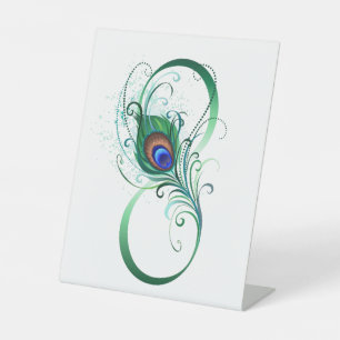 Unendlichkeitssymbol mit Peacock Feather Sockelschild