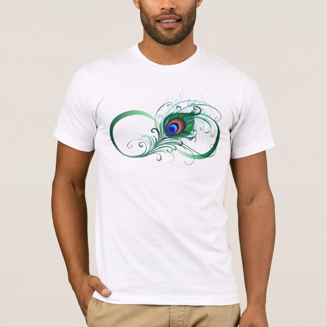 Unendlichkeitssymbol mit Peacock Feather T-Shirt (Vorderseite)