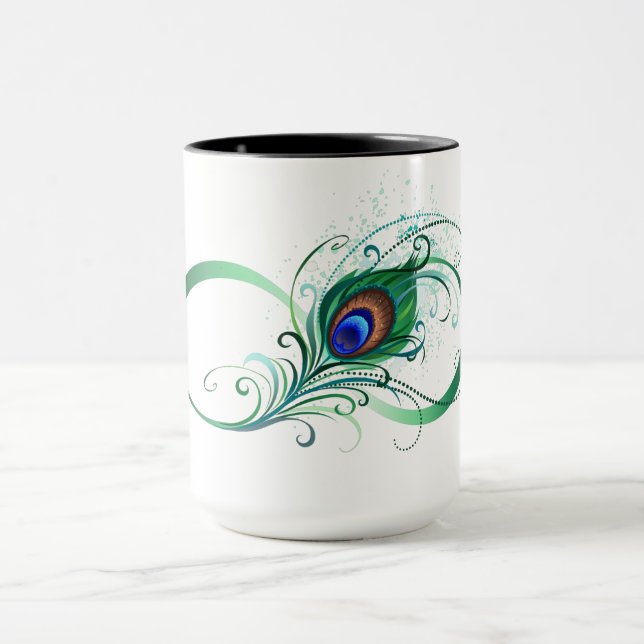 Unendlichkeitssymbol mit Peacock Feather Tasse (Zentrum)