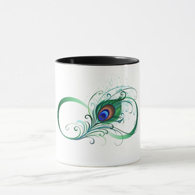 Unendlichkeitssymbol mit Peacock Feather Tasse (Zentrum)