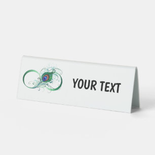 Unendlichkeitssymbol mit Peacock Feather Tischaufsteller