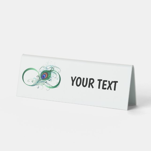 Unendlichkeitssymbol mit Peacock Feather Tischaufsteller (Vorderseite)