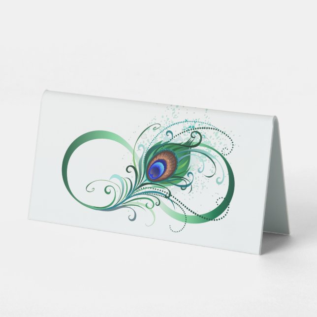 Unendlichkeitssymbol mit Peacock Feather Tischaufsteller (Vorderseite)