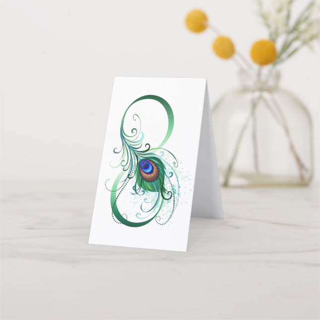 Unendlichkeitssymbol mit Peacock Feather Treuekarte (Vorderseite)