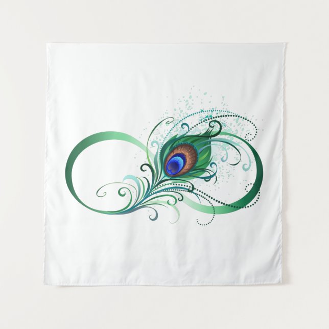 Unendlichkeitssymbol mit Peacock Feather Wandteppich (Vorderseite)