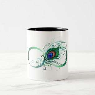 Unendlichkeitssymbol mit Peacock Feather Zweifarbige Tasse