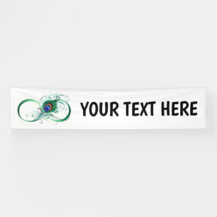 Unendlichkeitssymbol mit Pfauenfeder Banner