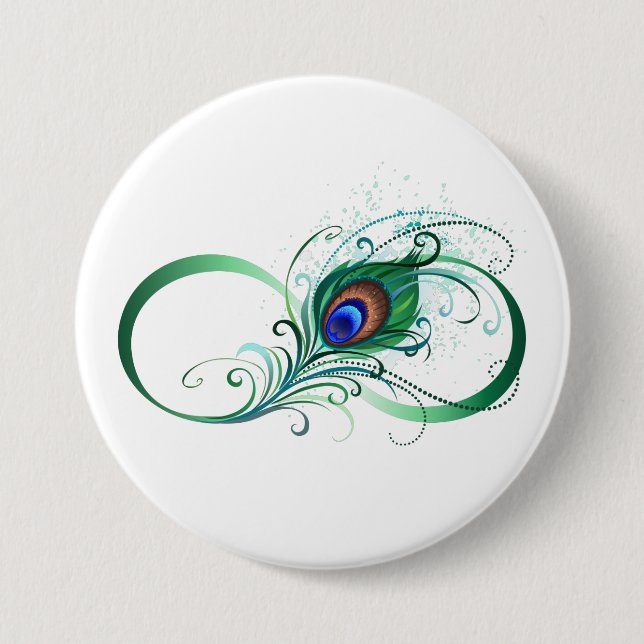 Unendlichkeitssymbol mit Pfauenfeder Button (Vorderseite)