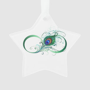 Unendlichkeitssymbol mit Pfauenfeder Ornament