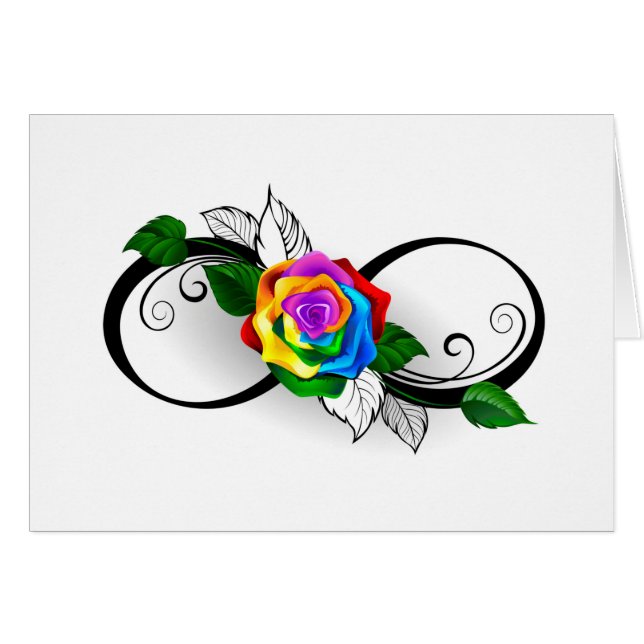 Unendlichkeitssymbol mit Rainbow-Rose (Vorderseite (Horizontal))