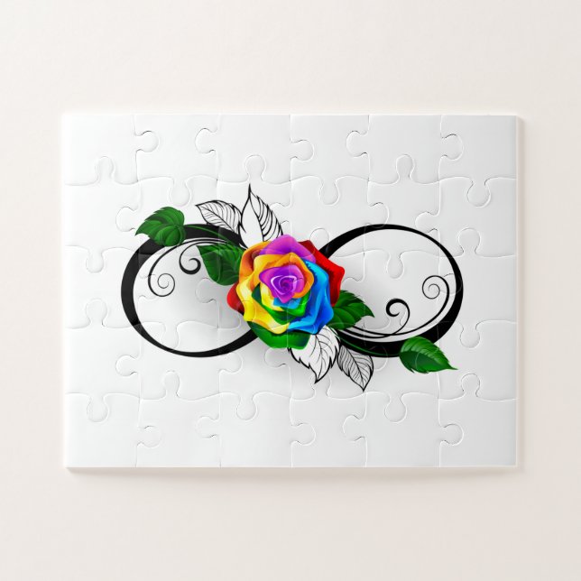Unendlichkeitssymbol mit Rainbow-Rose (Horizontal)