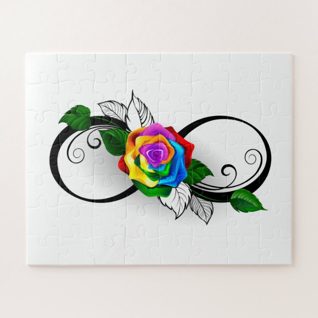 Unendlichkeitssymbol mit Rainbow-Rose (Horizontal)