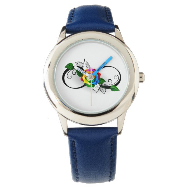 Unendlichkeitssymbol mit Rainbow-Rose Armbanduhr (Vorderseite)