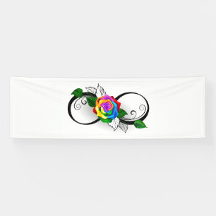 Unendlichkeitssymbol mit Rainbow-Rose Banner