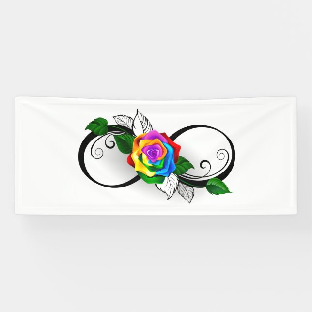 Unendlichkeitssymbol mit Rainbow-Rose Banner (Horizontal)