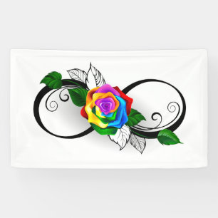 Unendlichkeitssymbol mit Rainbow-Rose Banner