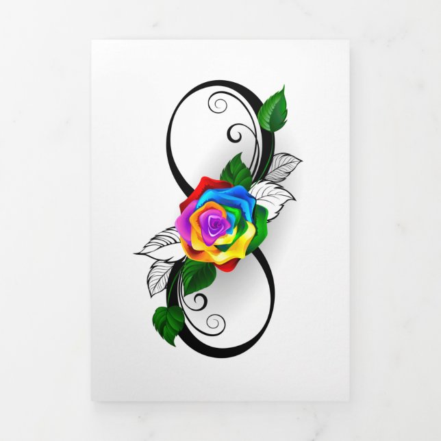 Unendlichkeitssymbol mit Rainbow-Rose Dreifach Gefaltete Einladung (Cover)