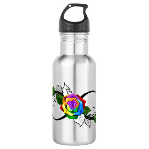 Unendlichkeitssymbol mit Rainbow-Rose Edelstahlflasche