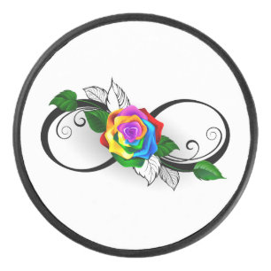 Unendlichkeitssymbol mit Rainbow-Rose Eishockey Puck