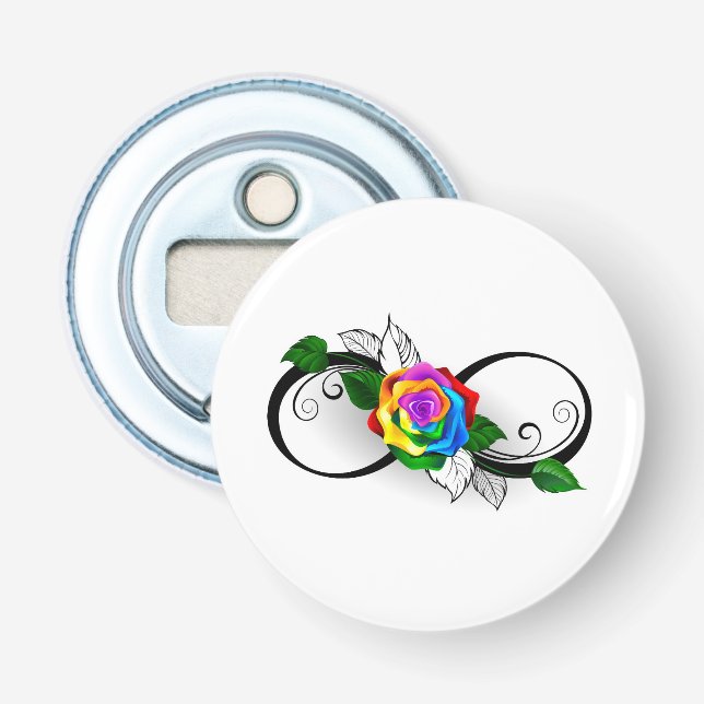 Unendlichkeitssymbol mit Rainbow-Rose Flaschenöffner (Vorderseite)