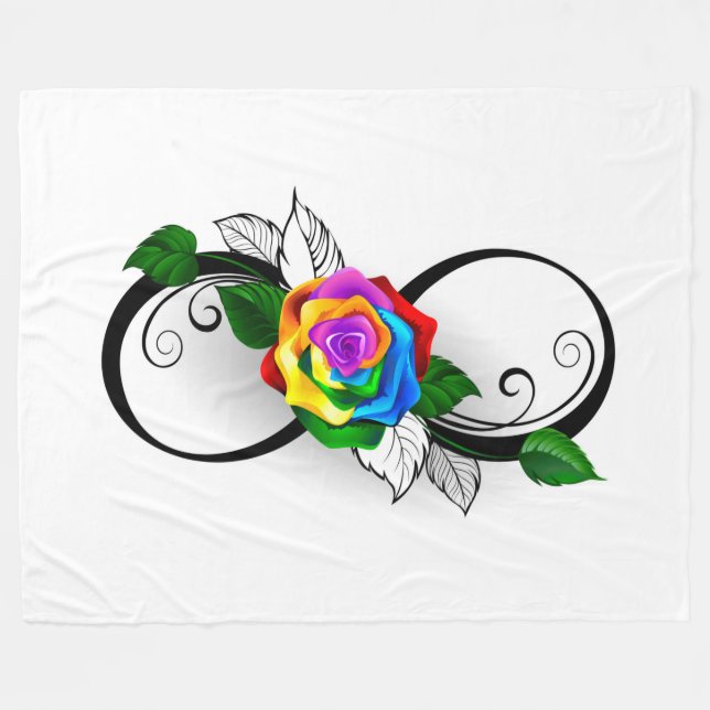 Unendlichkeitssymbol mit Rainbow-Rose Fleecedecke (Vorderseite (Horizontal))