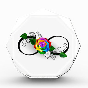 Unendlichkeitssymbol mit Rainbow-Rose Fotoblock