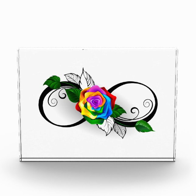 Unendlichkeitssymbol mit Rainbow-Rose Fotoblock (Vorderseite)