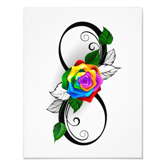 Unendlichkeitssymbol mit Rainbow-Rose Fotodruck (Vorne)